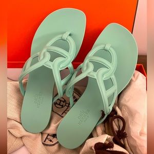 Hermes women Egerie sandal Sz 36 Vert Embrun